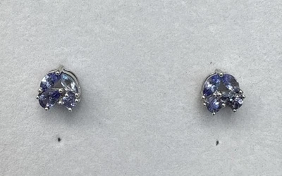 Effy BH Серебряный Tanzenit 1.24 CT круглый серьги W. польский и родий новый с Ярлыками - Изображение 1 из 4