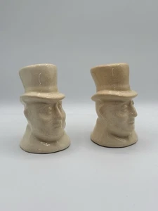 Vintage White Top Hat Men Salt & Pepper shakers 3" 1/2 " Tall MCM - Picture 1 of 10