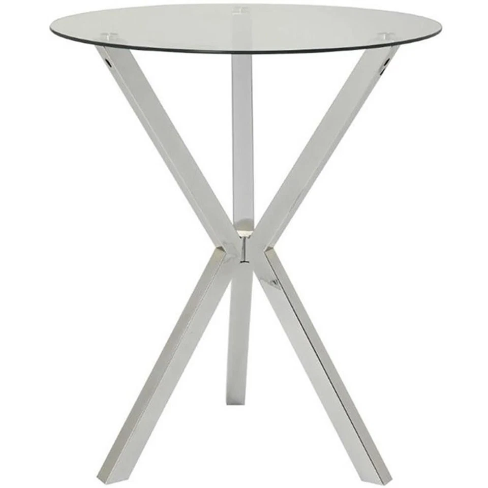 Mesa de pub Coaster contemporánea con tapa de vidrio con patas angulares robustas en transparente Foto 1 de 3