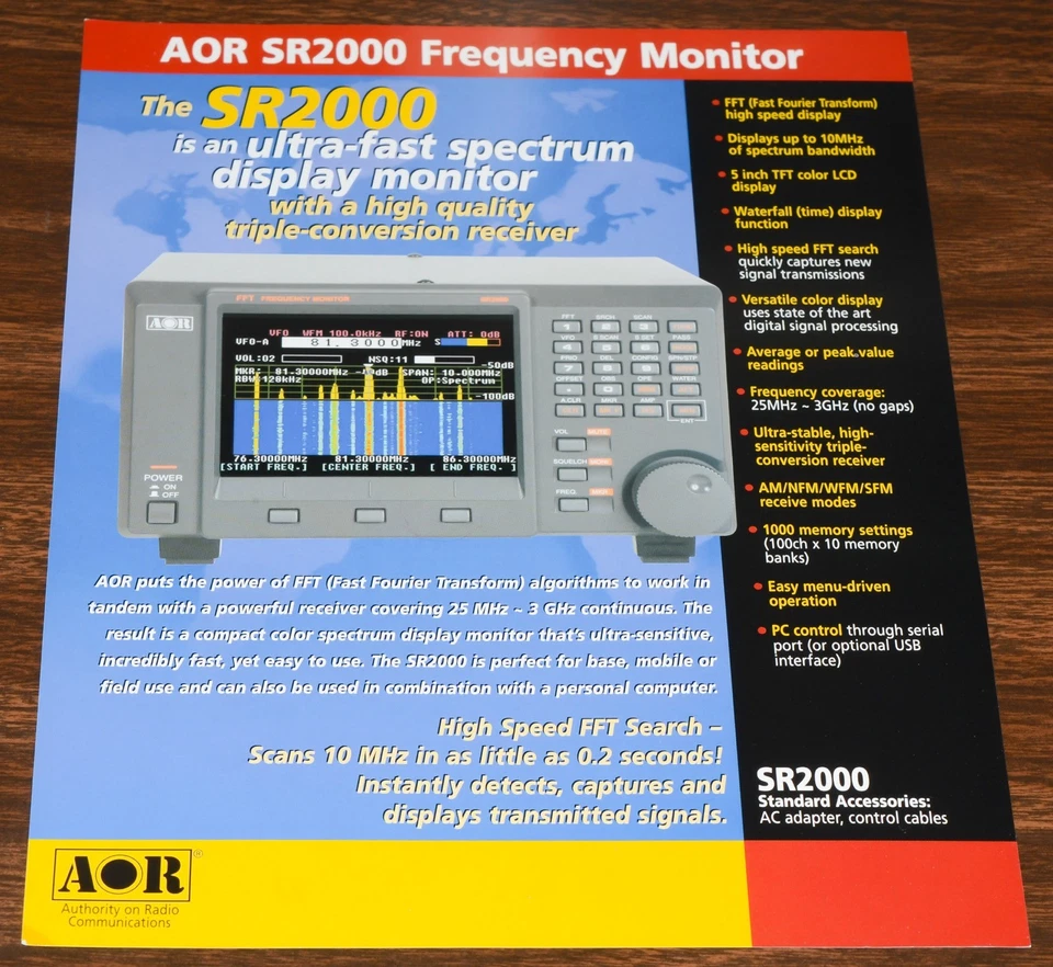 BROCHURA: UNIDADE DE MONITOR DE ESPECTRO ULTRA RÁPIDO AOR SR2000 - Imagem 1 de 1