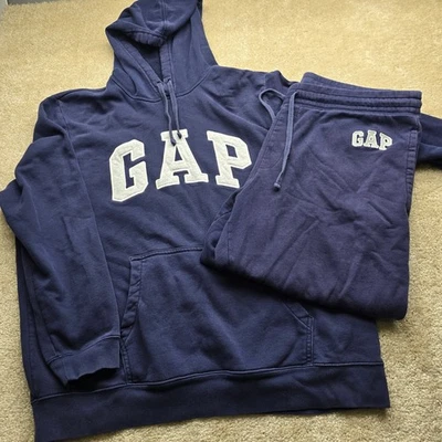 GAP темно-синий толстовка с капюшоном толстовка и брюки для бега комплект женщин XL - Изображение 1 из 4