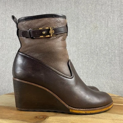Bota de cuña Tory Burch Primrose para mujer 8 botines de moto forrados de piel de oveja RARA Foto 1 de 4