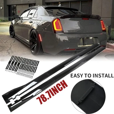Side Skirt Extension Splitter Spoiler Lip 2m78.7inch Glossy For Chrysler 300 + Foto 1 de 4