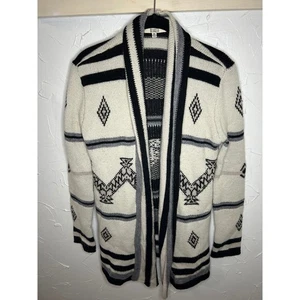 BB Dakota Damen Strickjacke vorne offen XS geometrisches Muster schwarz creme Strick - Bild 1 von 4