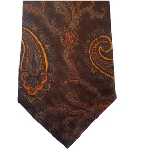 Robert Talbott Brown Paisley 56" Necktie 100% Silk Hand Sewn Made In USA - Picture 1 of 10