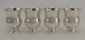 Antique 4 Coin Silver Footed Cups with Hand Engraved Wreath and Monogram-Wheeler - Picture 1 of 5