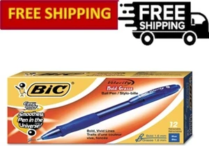 BIC Atlantis Velocity Blue Ballpoint Pen, Bold Point Pens (1.6 mm), 12 Count - Picture 1 of 9