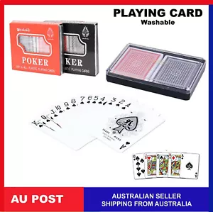 Poker Playing Cards Twin Deck 100% Plastic Washable Red Blue/Black PlayingCards - Picture 1 of 3