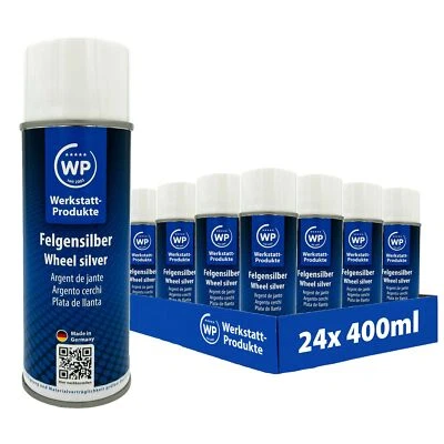 24x WP Felgensilber-Spray Sprühlack Lackspray Silber Autolack Spraydose 400ml - Bild 1 von 3