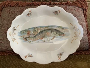 Antique The Colonial Co Fish Design Oval Large Platter Signed - Picture 1 of 13