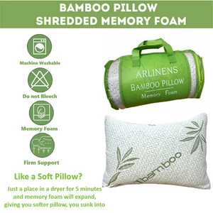 Bamboo Pillow Shredded Memory Foam Orthopedic Antiallergy Neck Back Head Support - Picture 1 of 7