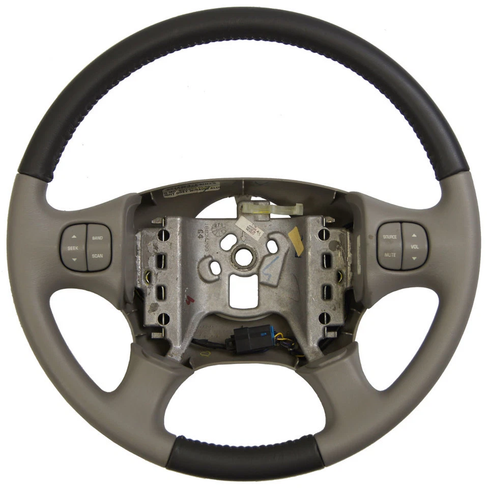 Volante Buick Rendezvous 2002-2003 couro cinza dois tons com interruptores de áudio - Imagem 1 de 4