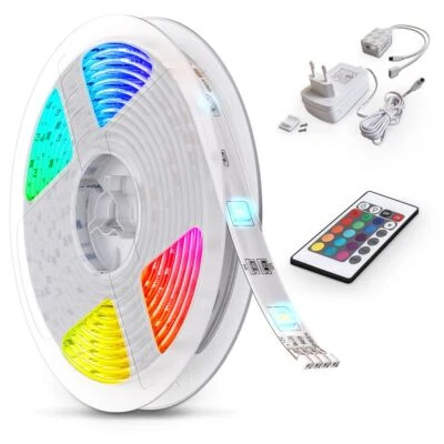 5m LED Band Streifen RGB Stripe Licht-Leiste Schlauch Farbwechsel Fernbedienung - Bild 1 von 4