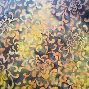 27" Hand Dyed Batik Green Yellow Orange Cotton Fabric - Picture 1 of 5
