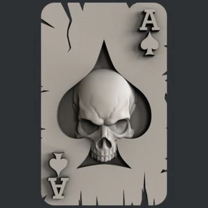 3d STL models for CNC, Artcam, Aspire, ace of spades skull - Picture 1 of 3
