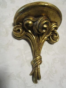 Vintage Chalkware Display Wall hanging Shelf Glam Gold Tone Baroque 8.75" wide - Picture 1 of 11