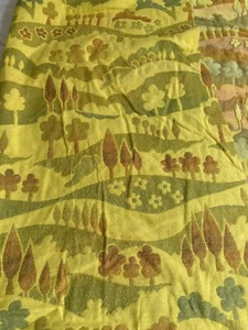 Pastoral Trees Nature Fabric Flowers Yellow Reversible 55" X 9 Yards - Picture 1 of 19