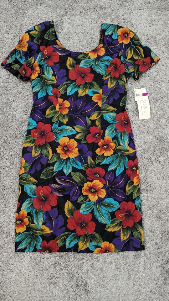 Vestido recto vintage BGB LTD para mujer 8 florales cuello cuadrado hombreras forradas Foto 1 de 4