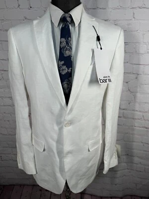 New BAR III Mens White LINEN SLIM FIT Suit Sport Coat Blazer Jacket SIZE 40L - Image 1 of 4