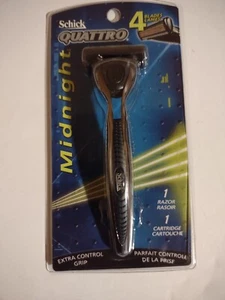 2004 Schick Quattro Midnight 4 Blade Razor 1 Cartridge New Sealed Package - Picture 1 of 3