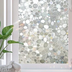 Window Privacy Film, Stained Glass Window Films, 3D 17.5" x 78.7" Pebble - Picture 1 of 3
