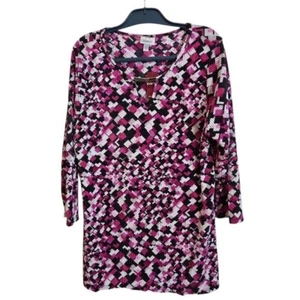Blusa Avenue Mujer 14-16 Grande Patrón Geométrico Top Multicolor Nueva - Imagen 1 de 13