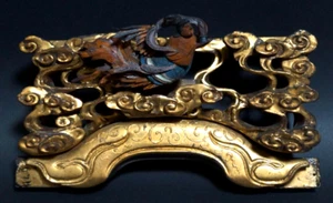 Japanese antique Carved wooden transom ornament Late Edo period Width 6.1inches - Picture 1 of 7