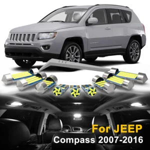 8X White LED Interior Dome Map Lights Package Kit For JEEP Compass 2007-2016 - Picture 1 of 12