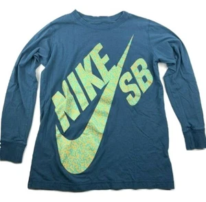 Nike SB Skateboarding Shirt Long Sleeve Blue Graphic Swoosh Youth Size L Large - Picture 1 of 5