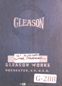 Afilador de cortador automático Gleason 12" manual de instrucciones del operador 1935 - Imagen 1 de 4