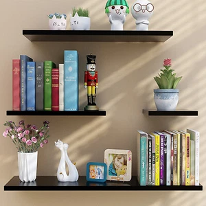 4 piezas estantes flotantes de madera montados en pared estante para libros hágalo usted mismo baño dormitorio cocina - Imagen 1 de 23