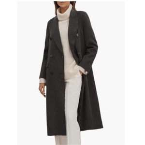 Reiss Arla Double Breasted Wool Blend Classic Coat, Charcoal Gray, Size 14, NWT - Picture 1 of 5