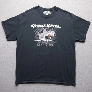Tolles weißes Shirt Herren Large schwarz XIX Tour Hai Band T-Shirt Rock Konzert 2019 - Bild 1 von 12