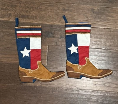 Two TEXAS Lone Star Western Bota de Vaquero NAVIDAD Medias Decoración 20” Macys Foto 1 de 4