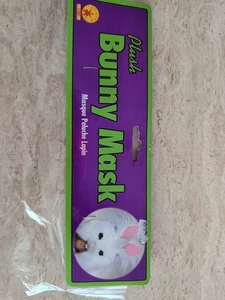 Plush Bunny Mask White Rabbit Animal Fancy Dress Halloween Costume Accessory New - Picture 1 of 3