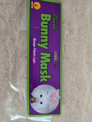 Plush Bunny Mask White Rabbit Animal Fancy Dress Halloween Costume Accessory New - Image 1 of 3