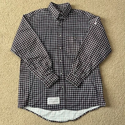 Camisa de trabajo Bulwark FR para hombre azul rojo a cuadros manga larga talla mediana Foto 1 de 4