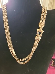 Collana Doppia Franco Catena Grano Tono Argento 16" Chiusura Equitazione - Foto 1 di 6