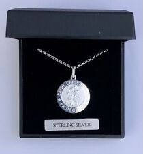 St Christopher Pendant 20” Chain Sterling Silver Religious UK Supplier Free Box