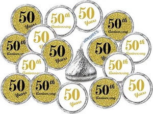 50th Anniversary Kisses Aufkleber, (216er Set) Schokoladentropfen Etiketten Aufkleber - Bild 1 von 4