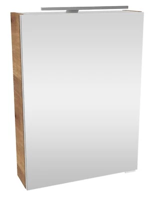 Fackelmann MILANO LED Spiegelschrank Bad Gäste WC 50 cm breit Holzoptik Braun - Bild 1 von 4