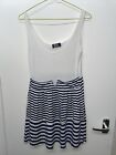 470# Body Coven Ladies White Striped Vest Style Sleeves Summer Dress Size S/M