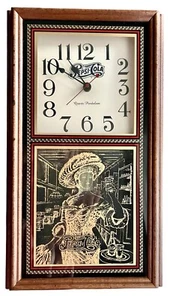 Vtg Pepsi Cola Wall Clock Reverse Painted  on Glass Wood Frame AA Battery Works - Picture 1 of 5