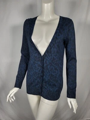 GAP Deep Blue Navy Spotted Print Cotton Knit Cardigan Sweater sz S - Image 1 of 3