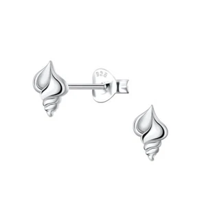 Silver Shell Stud Earrings - 925 Sterling Silver Women's Jewelry - Picture 1 of 1