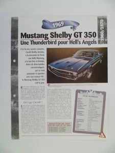 CARTE FICHE AUTO MUSTANG SHELBY GT 350 1969 (87-88) - Picture 1 of 2