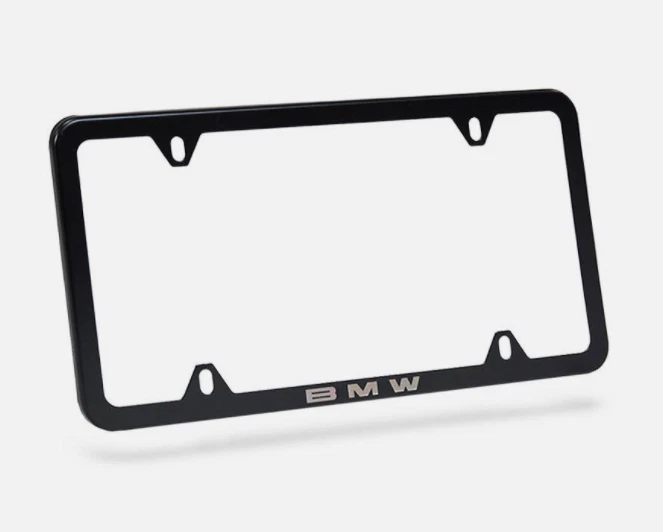 BMW Black Stainless Steel Laser Slimline License Plate Frame 82120042710 - Image 1 of 1