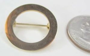 1" diameter Shiny Open Round Circle Polished Brass Metal Lapel Pin Brooch - Picture 1 of 2
