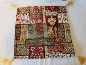 Tapestry Pillow Cover 16" w/Gold (Yellow) Tassels Made in Turkey - Picture 1 of 8