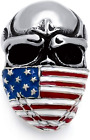Męski pierścionek ze stali nierdzewnej Amerykańska flaga Maska Czaszka Pierścienie motocyklowe, rozmiar US 7 do 15